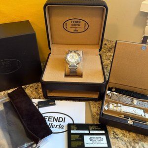F89034H Fendi Selleria White Silver Dial Chronograph Stainless Steel Watch